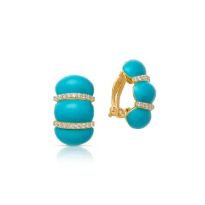 Turquoise Enamel Shrimp Clip-On Earrings