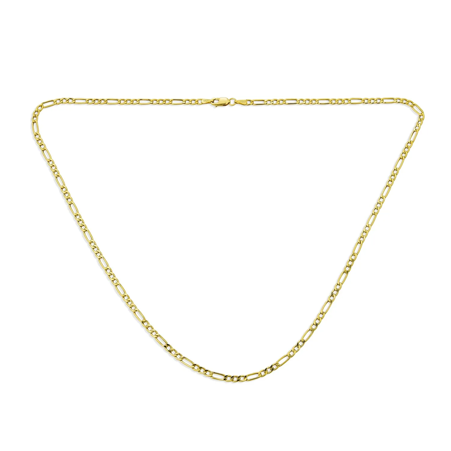 Unisex 10K Gold Figaro Chain Necklace for Men Nickel-Free 2MM Multiple Lengths