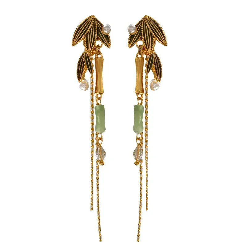 VAIGE Chic Gold Bamboo Dangle Earrings