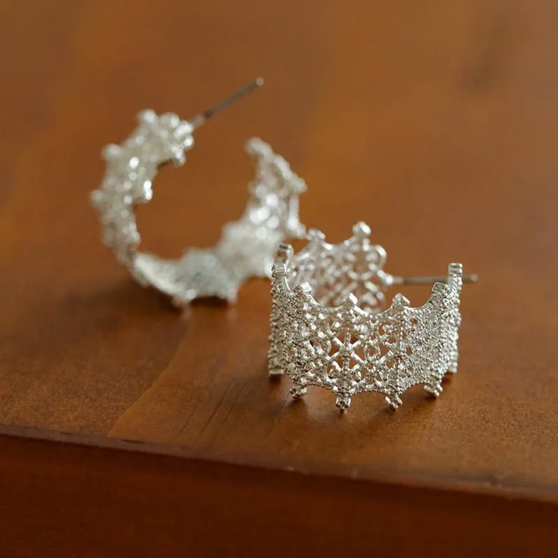 Vintage Chic Lace Huggie Earrings