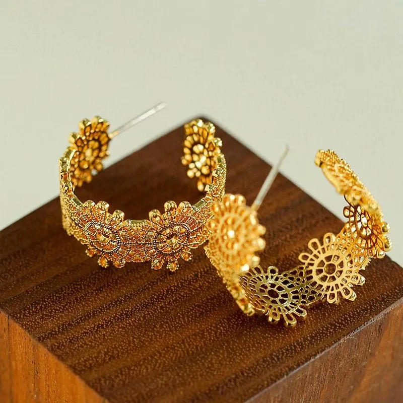 Vintage Chic Lace Huggie Earrings