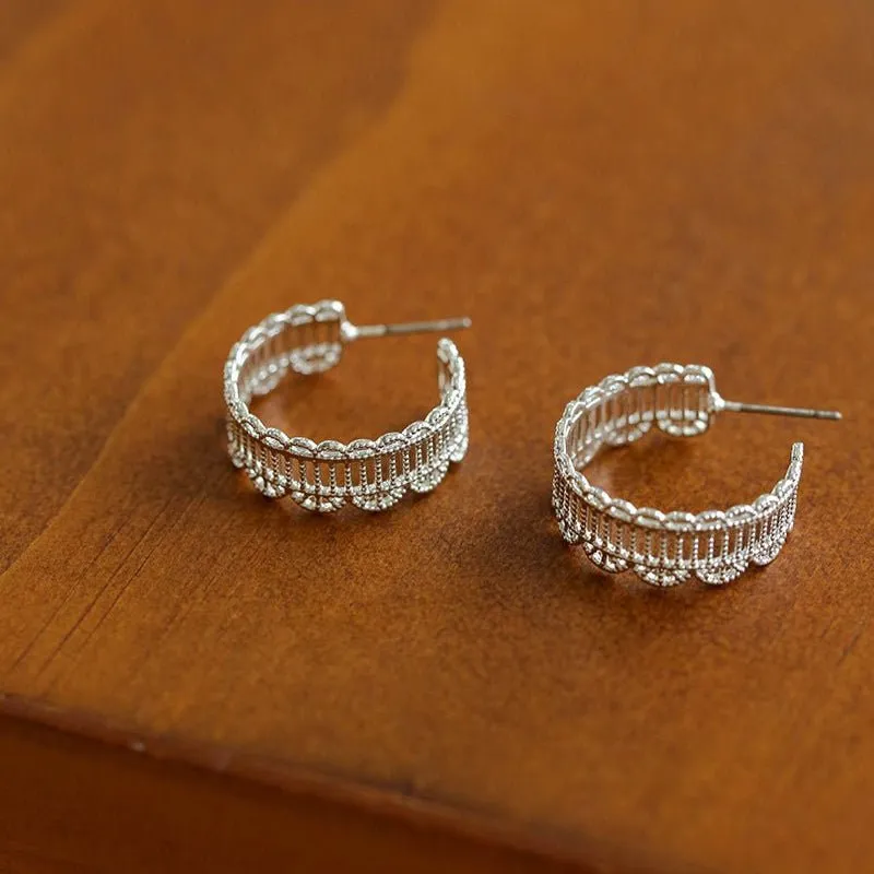 Vintage Chic Lace Huggie Earrings