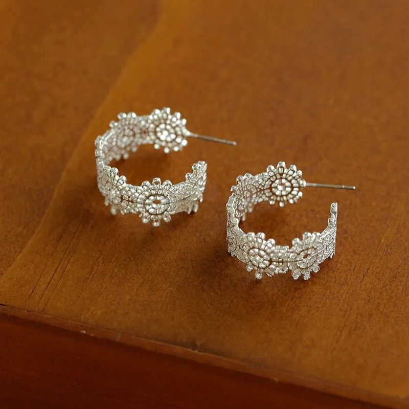 Vintage Chic Lace Huggie Earrings