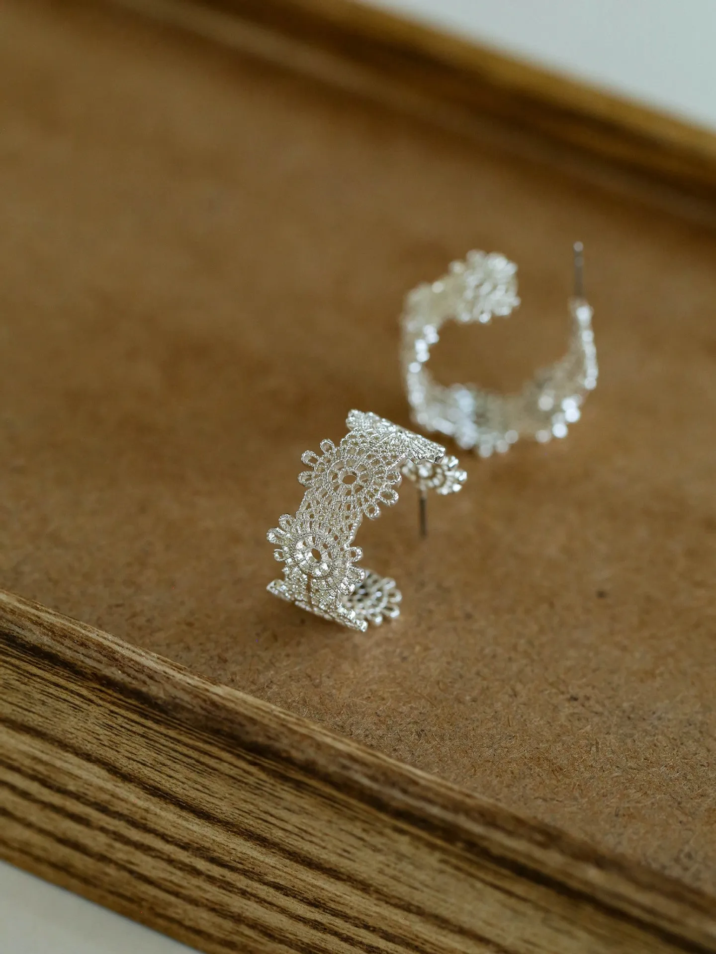 Vintage Chic Lace Huggie Earrings