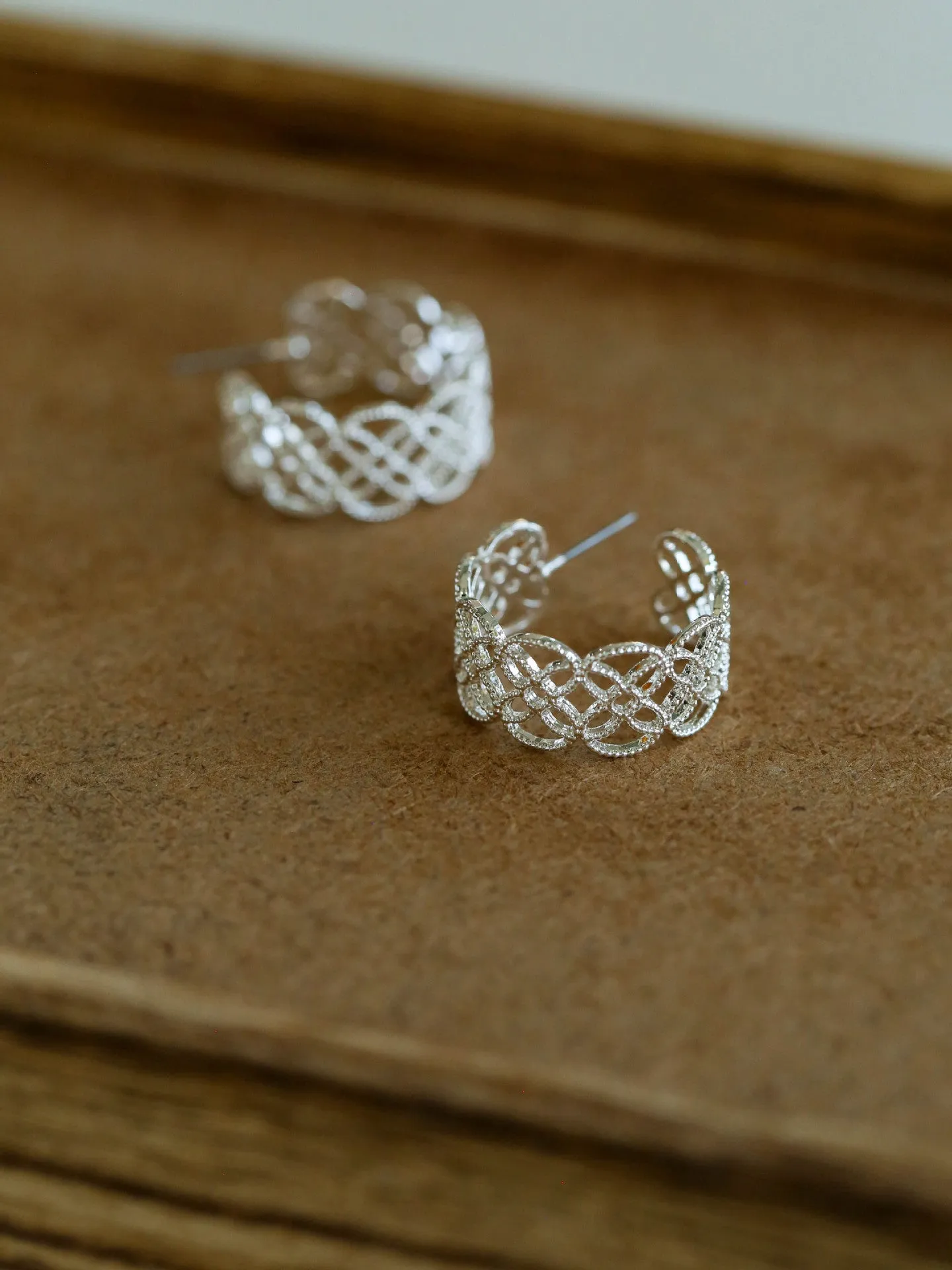 Vintage Chic Lace Huggie Earrings