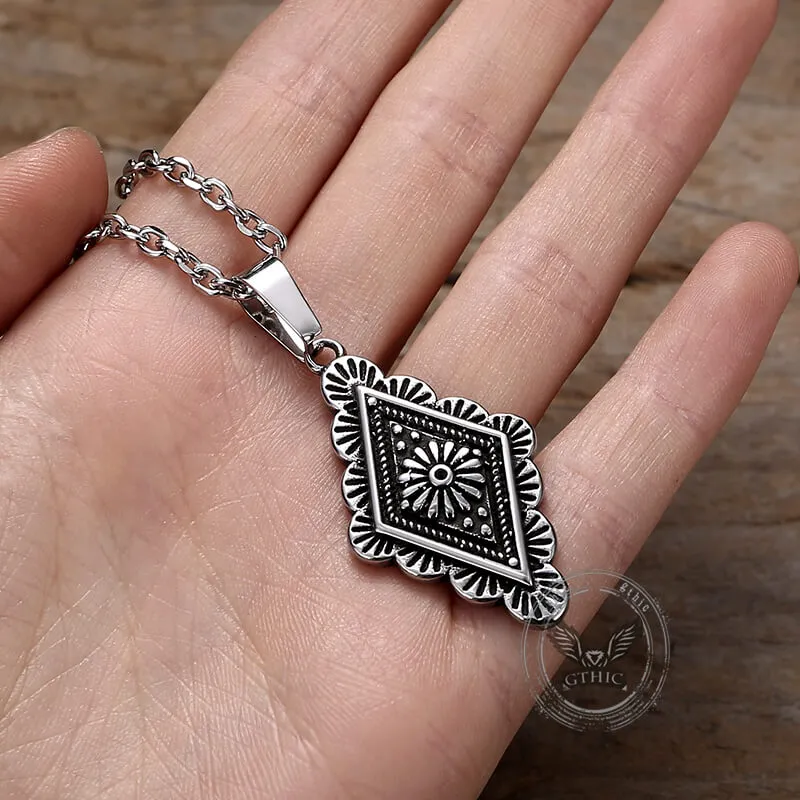 Vintage Geometric Bohemian Pattern Stainless Steel Necklace