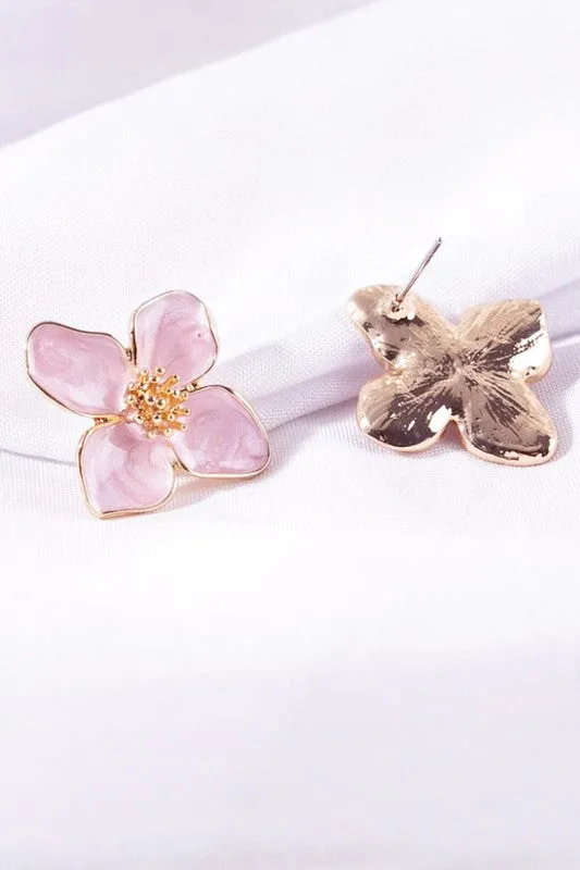 Whimsical Flower Earrings Pink