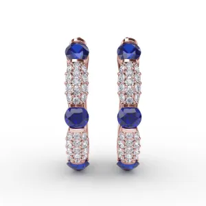 Whimsical Sapphire and Diamond Hoops