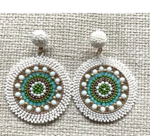 White Beaded Earrings