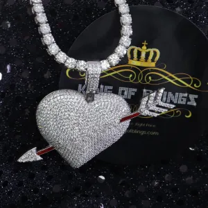 White Special Heart arrow Shape Sterling Silver Pendant 13.58ct Cubic Zirconia