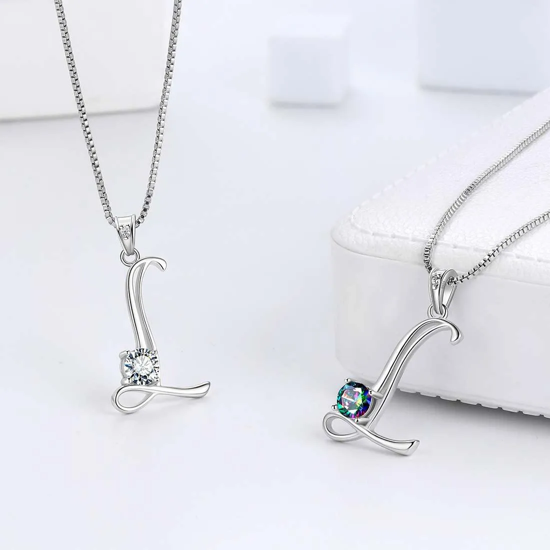 Women Initial L Letter Pendant Necklace Girl Name Jewelry Gift 925 Sterling Silver