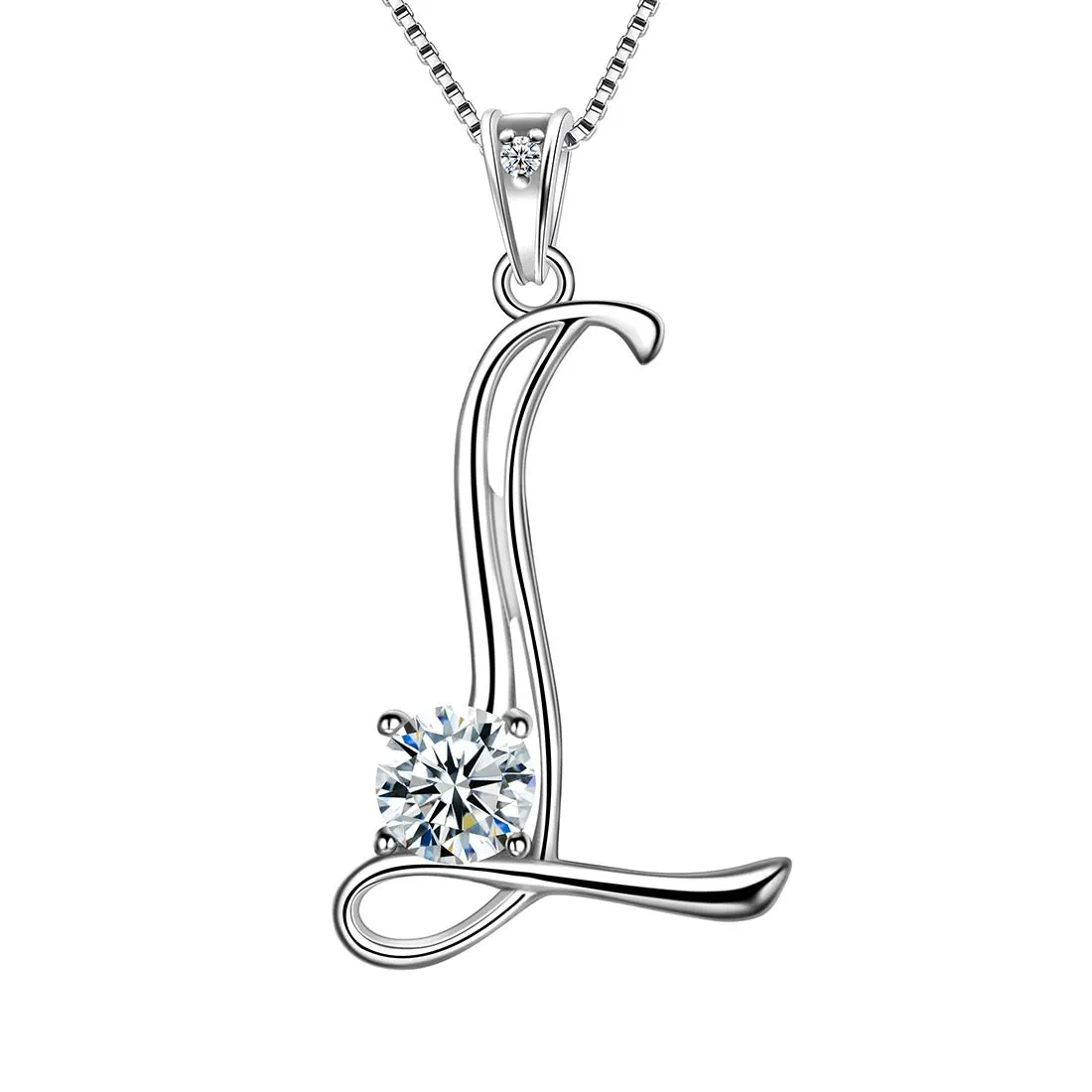 Women Initial L Letter Pendant Necklace Girl Name Jewelry Gift 925 Sterling Silver