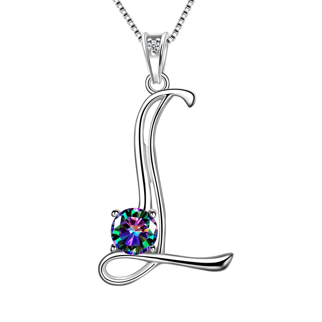 Women Initial L Letter Pendant Necklace Girl Name Jewelry Gift 925 Sterling Silver