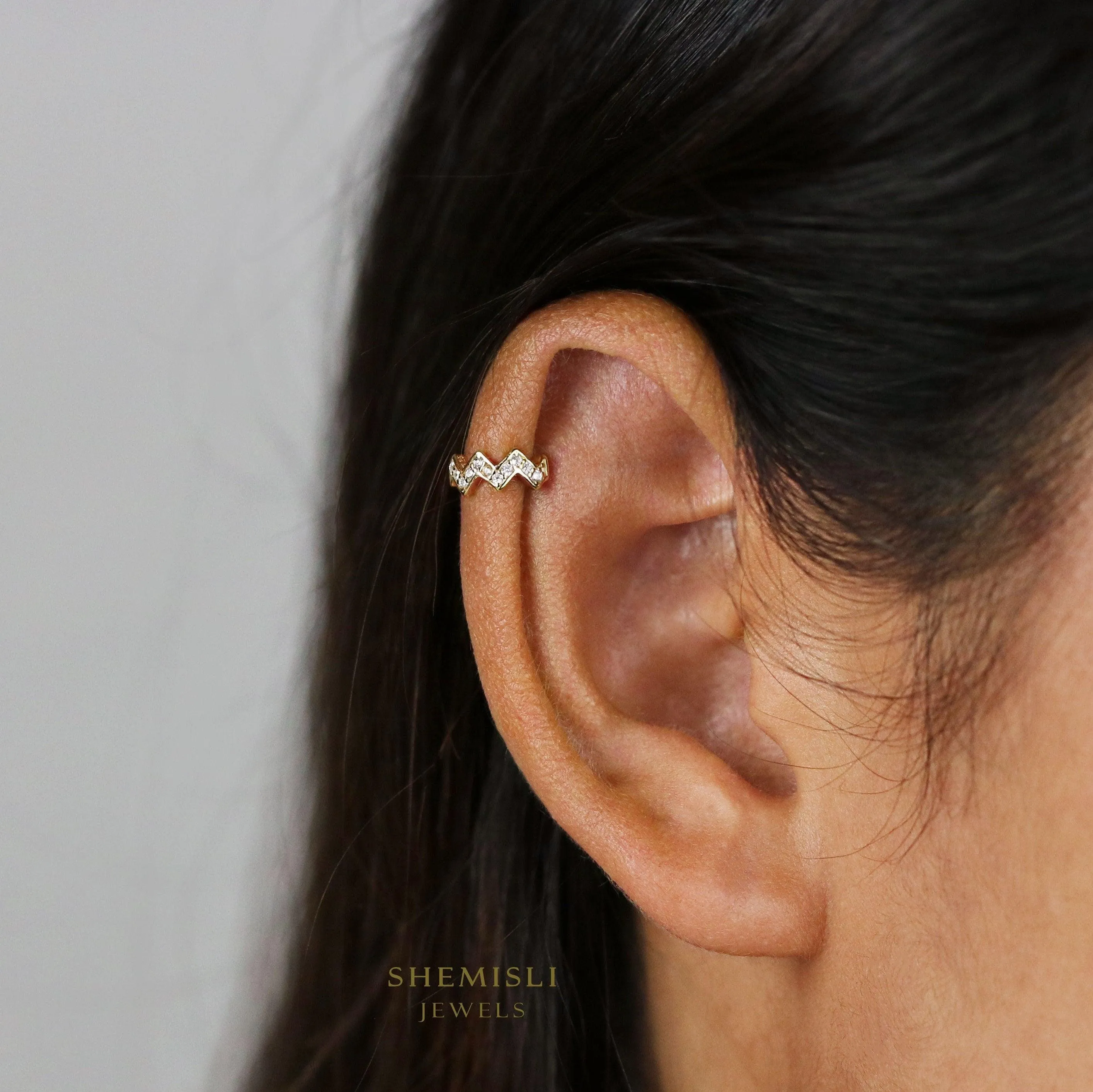 Zigzag CZ Cartilage Hoops, Gold, Silver SHEMISLI SH063