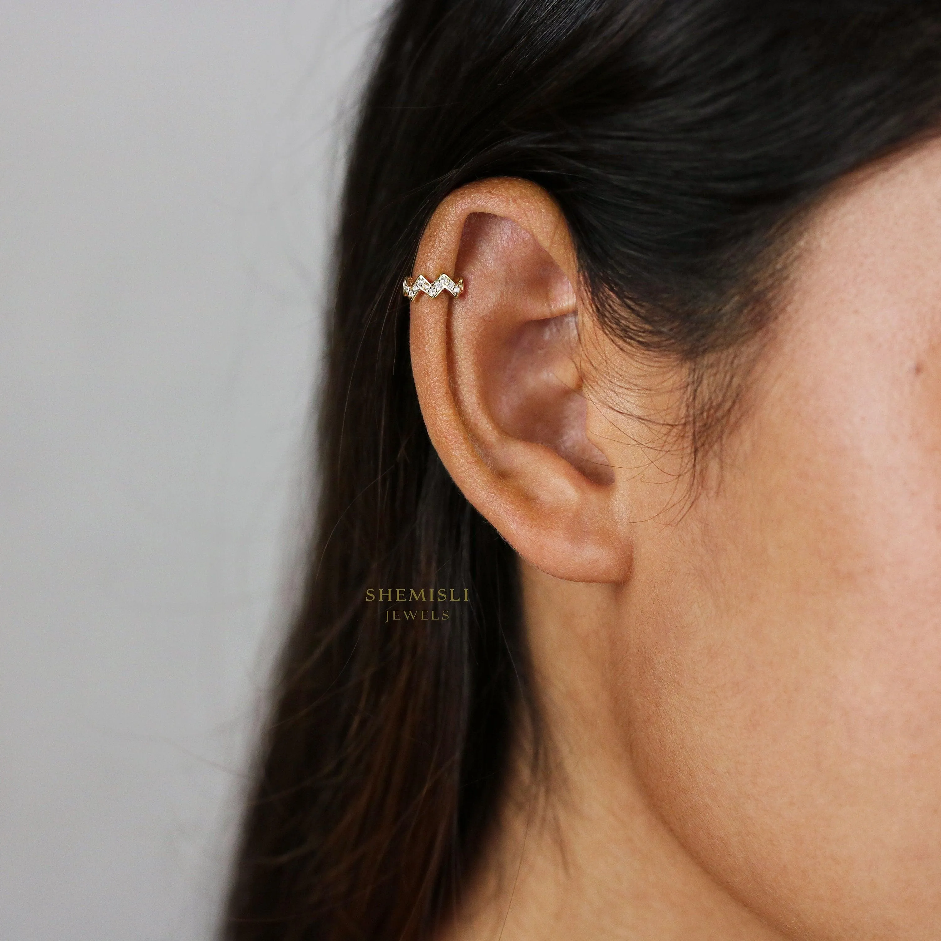 Zigzag CZ Cartilage Hoops, Gold, Silver SHEMISLI SH063